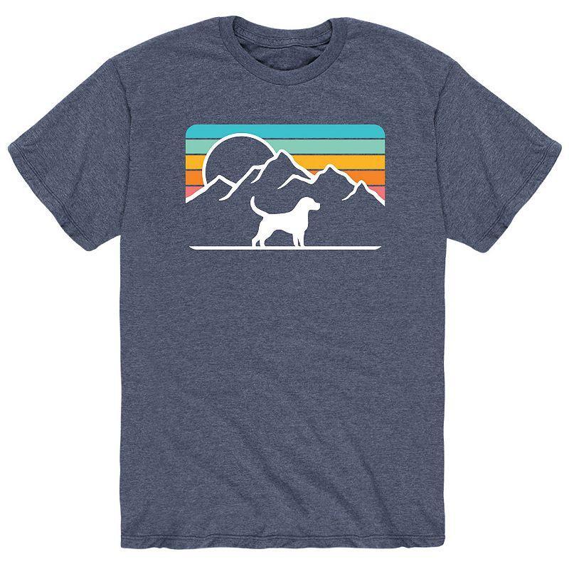 Mens Dog With Retro Mountain Tee Blue Product Image