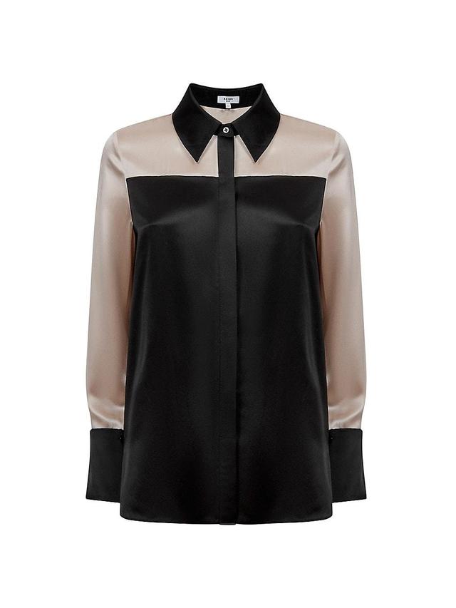 Reiss Lorey Colorblock Silk Button-Up Shirt Product Image