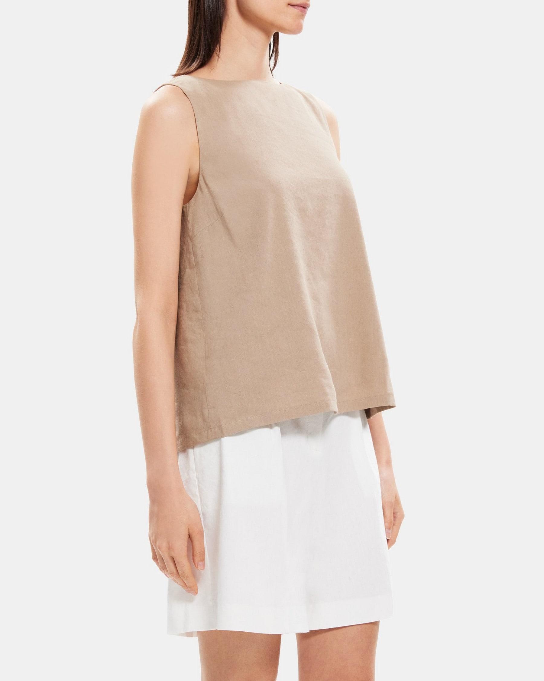 Boatneck Shell Top in Linen-Blend Product Image