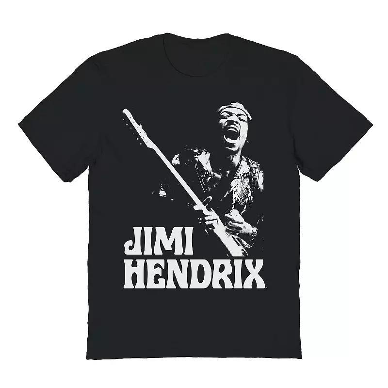 Mens Jimi Hendrix Playing Guitar Graphic Tee Product Image