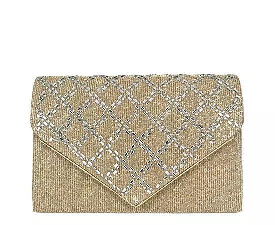 Badgley Mischka Womens Diamond Crystal Pattern Structured Envelope Clutch Product Image