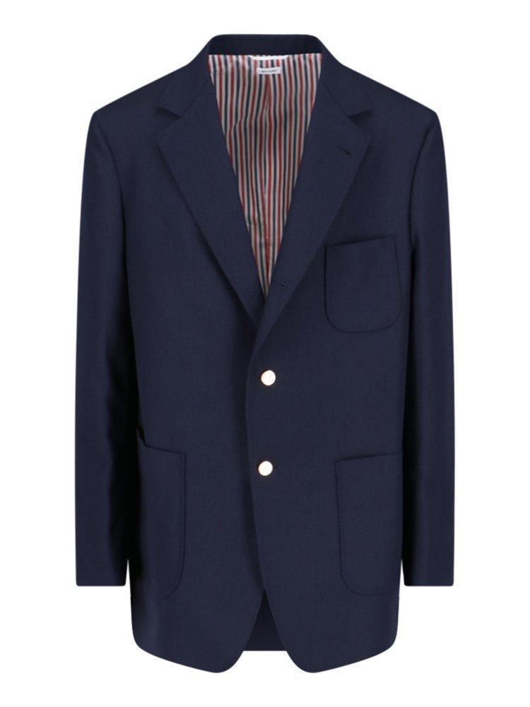 THOM BROWNE Navy Striped Blazer In Blue Product Image