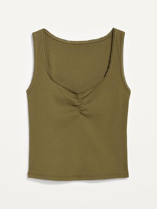 Cinched Rib-Knit Crop Tank Top Product Image