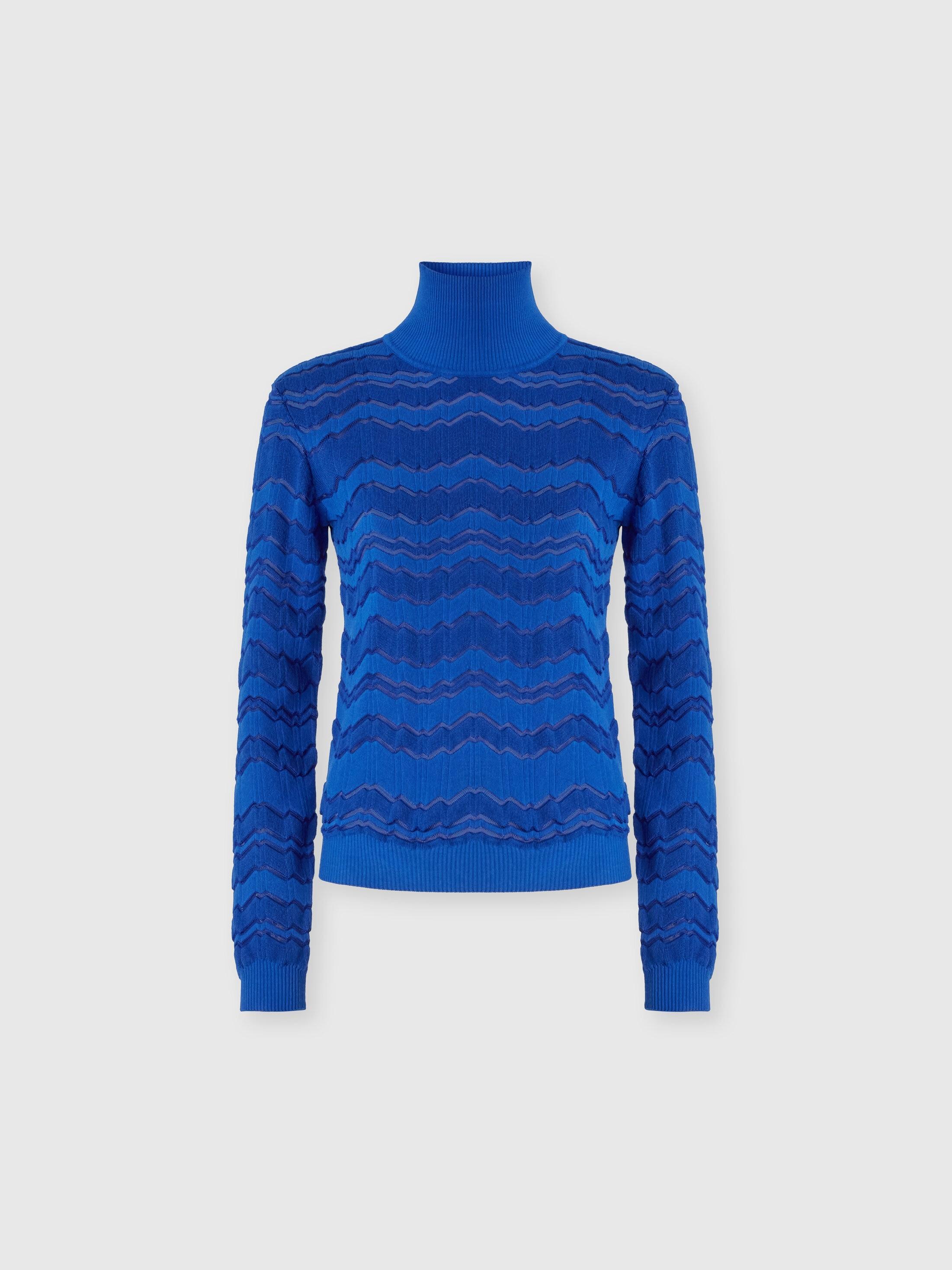 Viscose and wool turtleneck with tone-on-tone zigzag Product Image