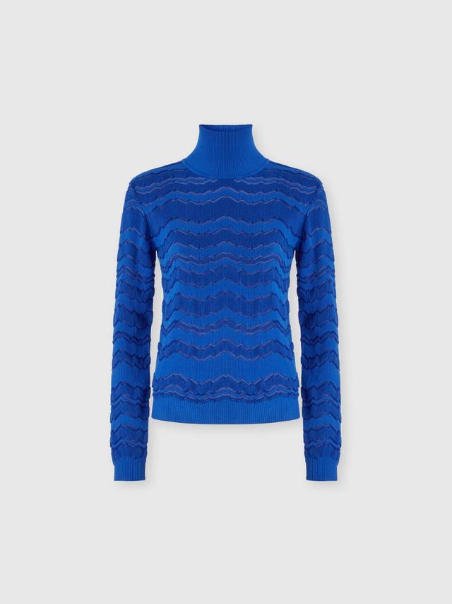 Viscose and wool turtleneck with tone-on-tone zigzag Product Image