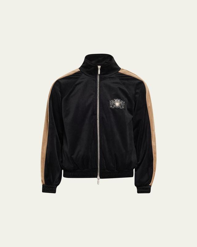 Mens Velvet Side-Stripe Crest Track Jacket Product Image