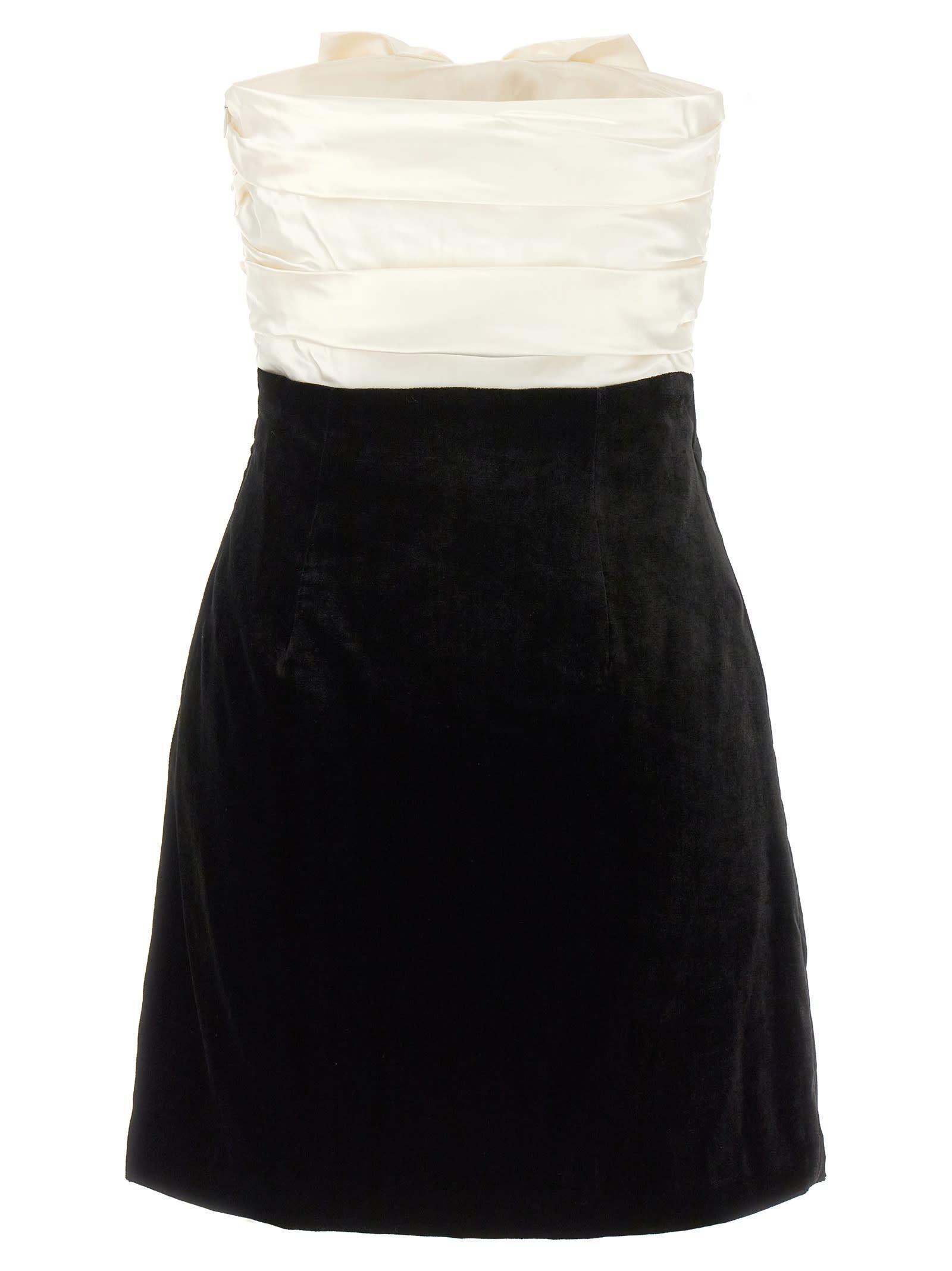 ALESSANDRA RICH Bow-detail Strapless Velvet Minidress In Black Product Image