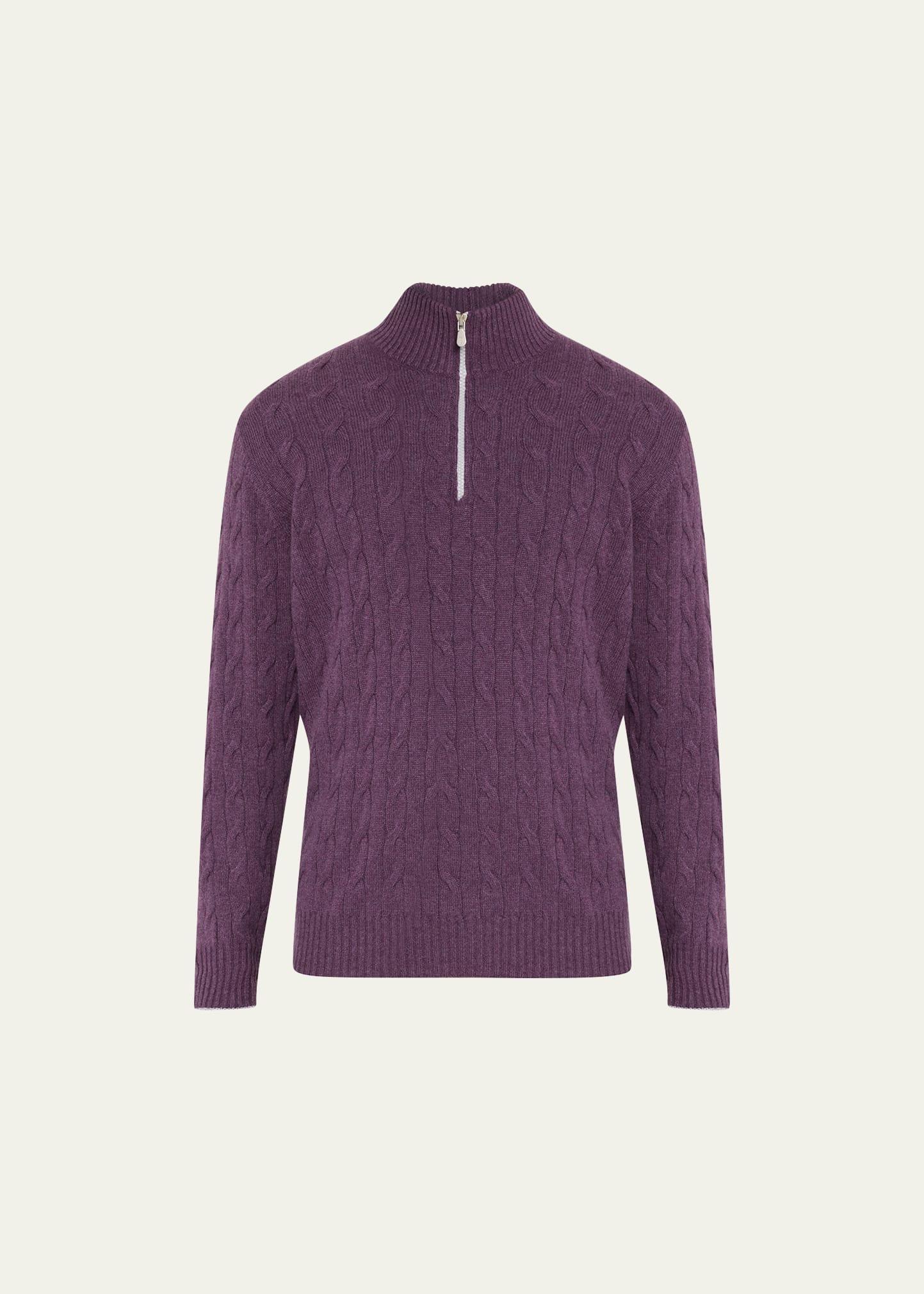 Mens Cable-Knit Quarter Zip Sweater Product Image