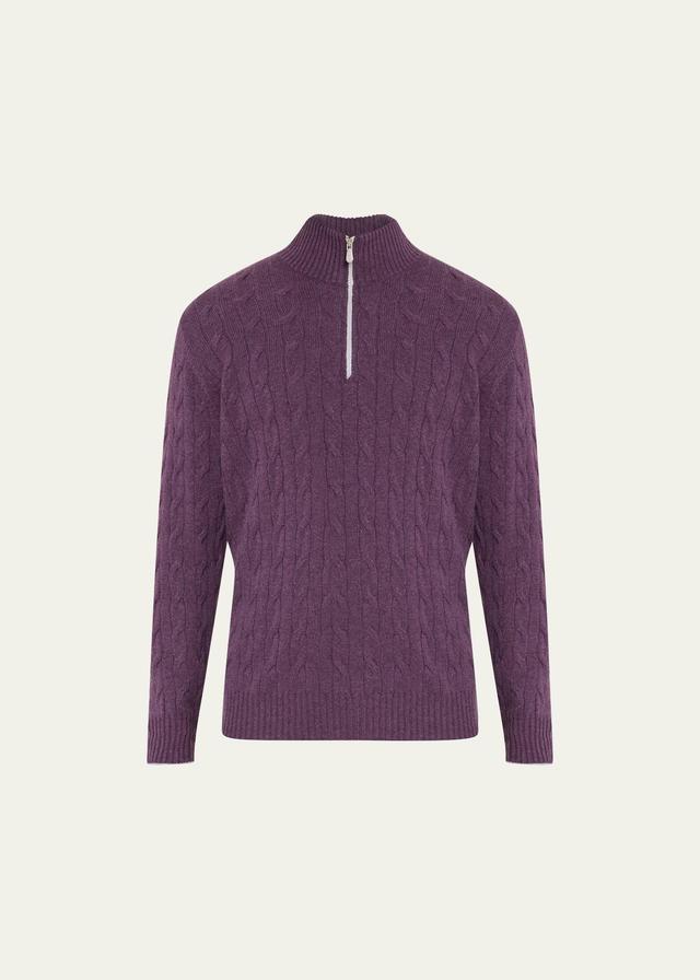 Mens Cable-Knit Quarter Zip Sweater Product Image