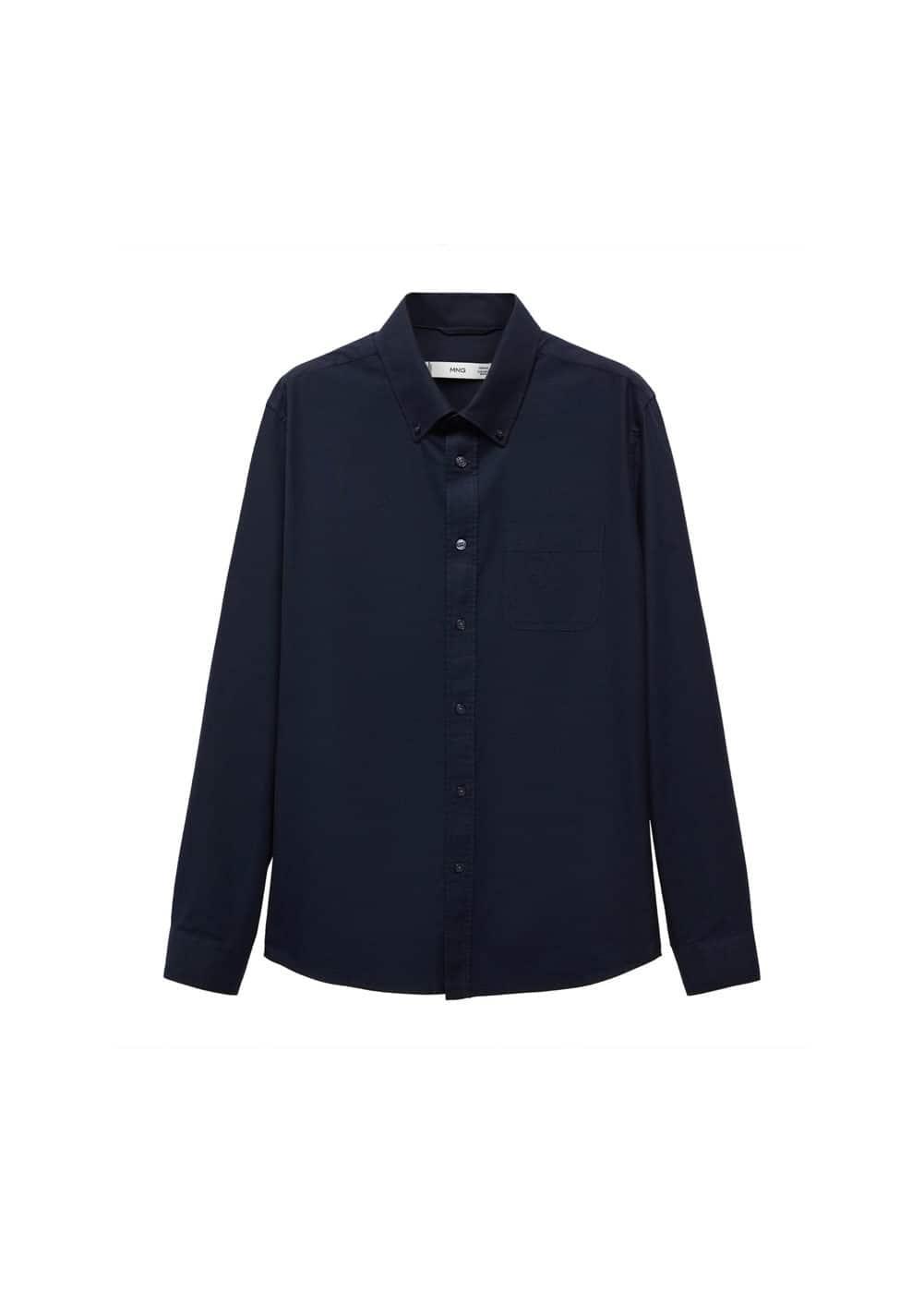 MANGO MAN - Slim-fit chambray cotton shirt dark blueMen Product Image