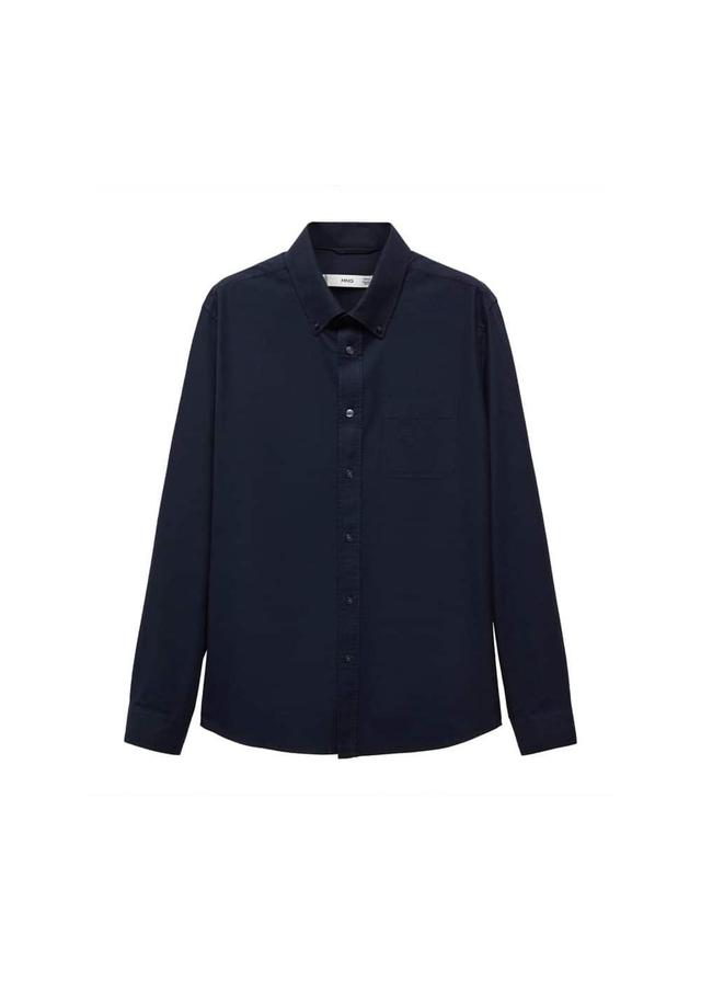 MANGO MAN - Regular-fit cotton chambray shirt dark blueMen Product Image