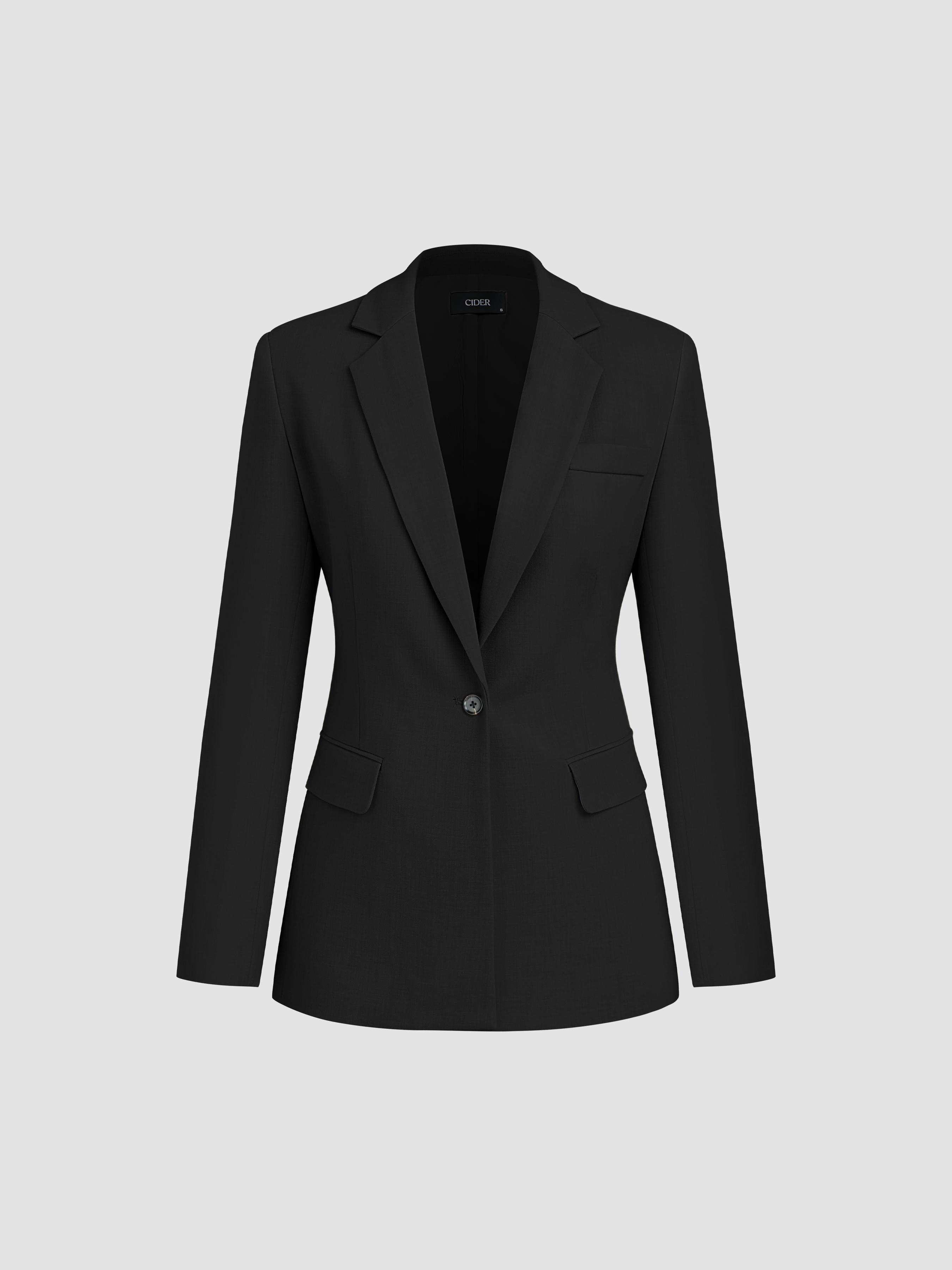 Collar Solid Button Split Blazer Product Image