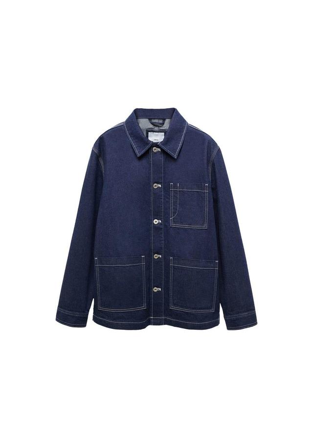 MANGO MAN - Denim overshirt with stitching pockets open blueMen Product Image