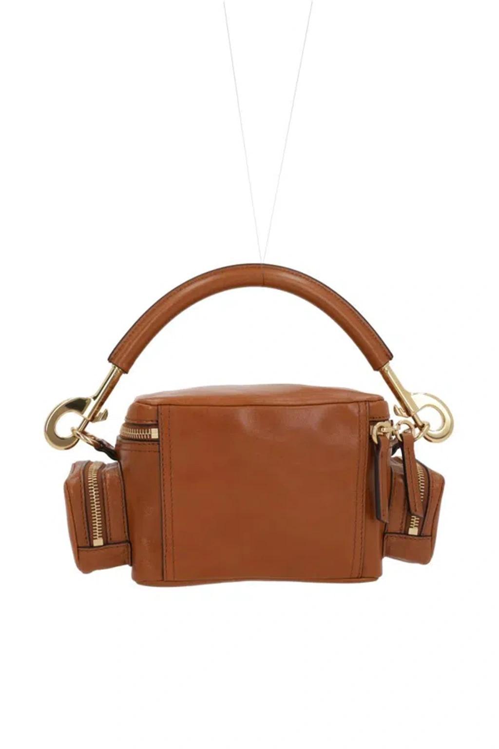 Leather Shoulder Bag With Multipocket Detail In Pink Product Image