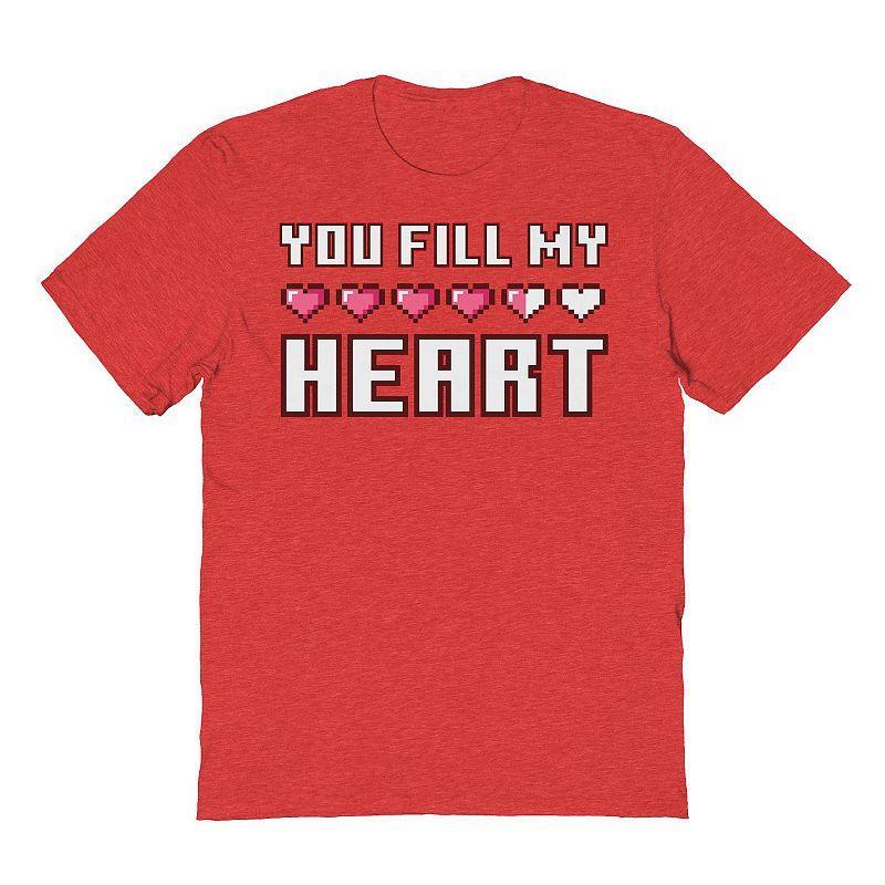 Mens You Fill My Heart Valentines Graphic Tee Grey Red Product Image