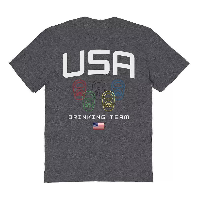 Mens USA Drinking Team Tabs Graphic Tee Dark Grey Product Image