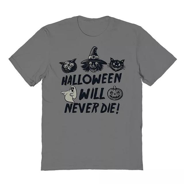 Mens Halloween Will Never Die Halloween Graphic Tee Grey Product Image