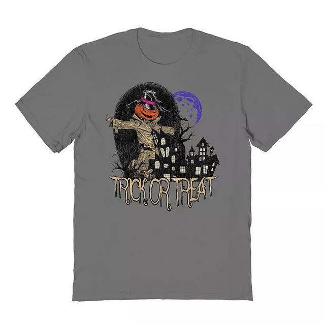 Mens Trick or Treat Pumpkin Halloween Graphic Tee Grey Product Image