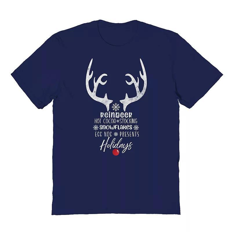 Mens Reindeer Graphic Tee Blue Product Image