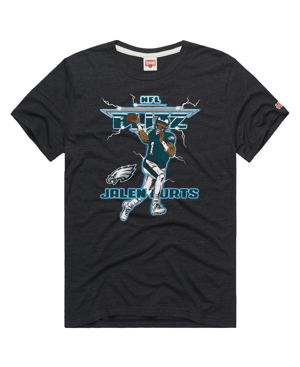 Mens Homage Jalen Hurts Charcoal Philadelphia Eagles NFL Blitz Player Tri-Blend T-Shirt Grey Product Image