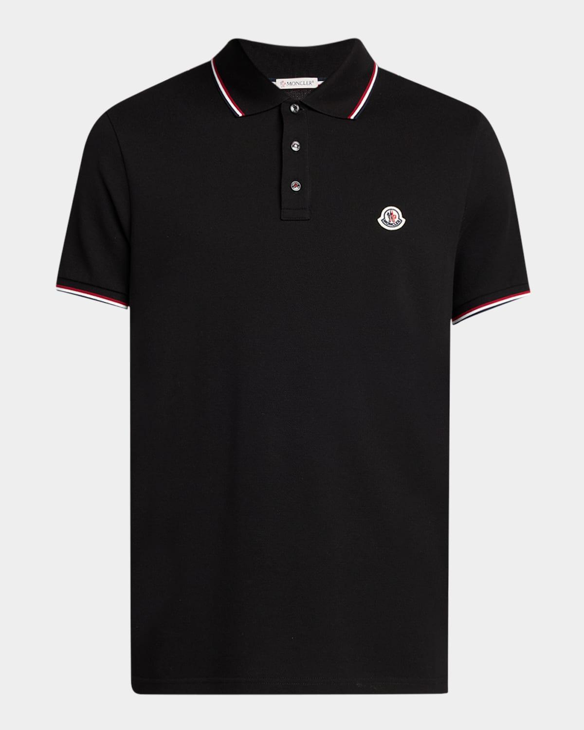 Men's Striped-Trim Polo Shirt Product Image