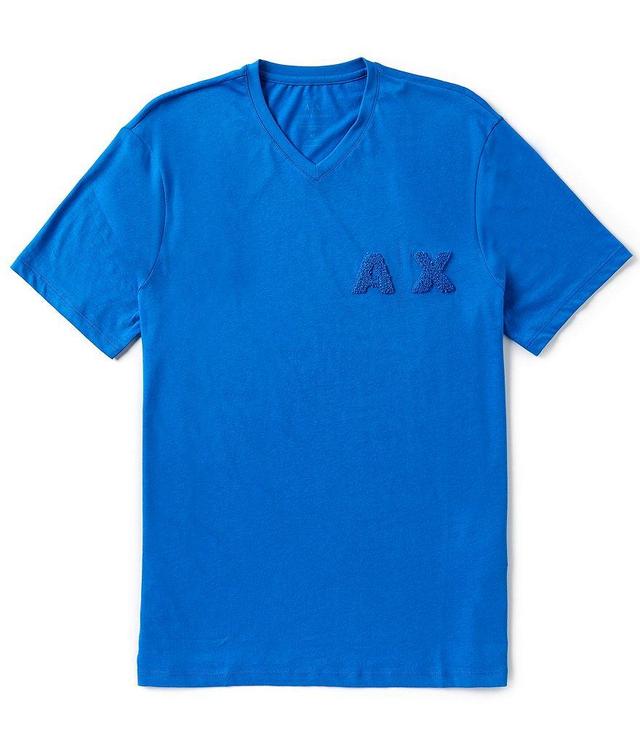 Armani Exchange Terry Cloth Logo Short Sleeve V-Neck T-Shirt Product Image