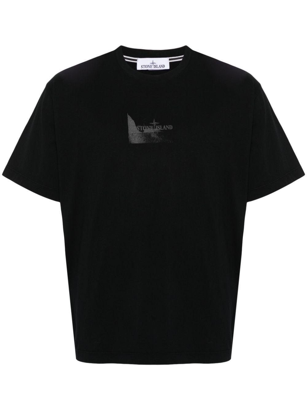 STONE ISLAND Logo-print Cotton T-shirt In Black Product Image