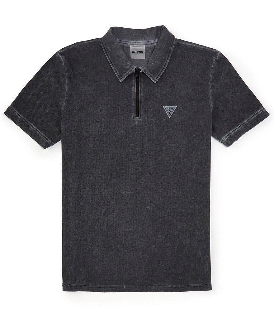 Guess Steno Short Sleeve Micro Waffle Knit Polo Shirt Product Image