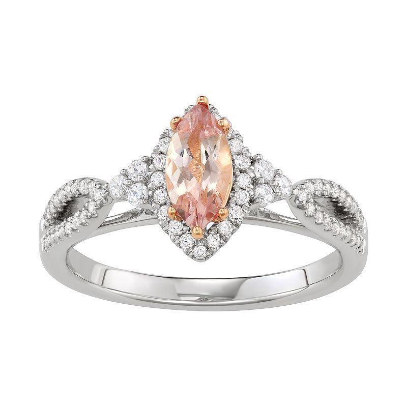 Simply Vera Vera Wang Two Tone 14k Gold 1/4 Carat T.W. Diamond & Morganite Engagement Ring, Womens 14k Two Tone Product Image