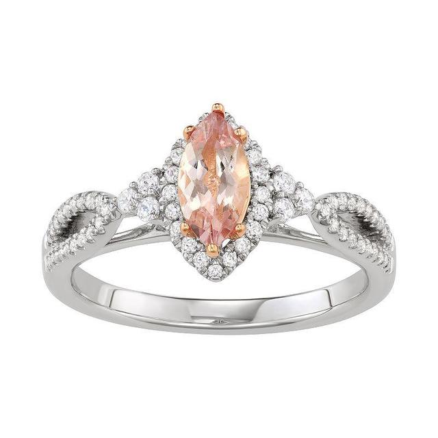 Simply Vera Vera Wang Two Tone 14k Gold 1/4 Carat T.W. Diamond & Morganite Engagement Ring, Womens 14k Two Tone Product Image