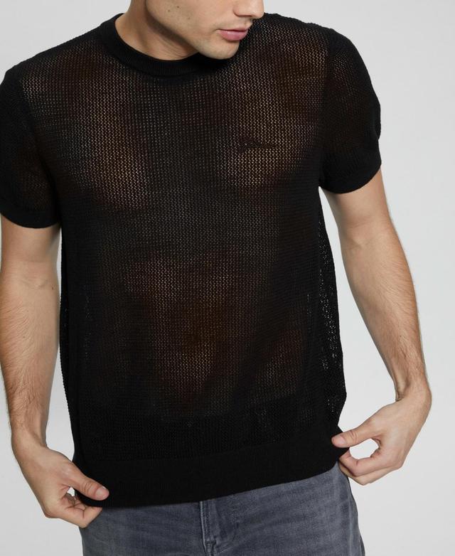 Guess Mens Mesh Stitch Lenny Crew Sweater Product Image