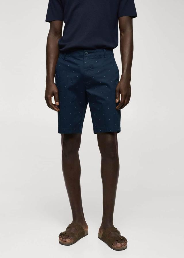 MANGO MAN - Cotton pleated Bermuda shorts navy - 36 - Men Product Image