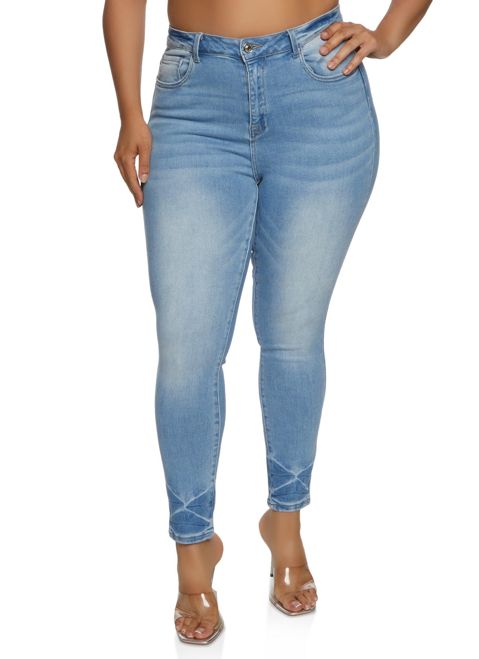 Womens Plus Size WAX High Waisted Whiskered Skinny Jeans Product Image