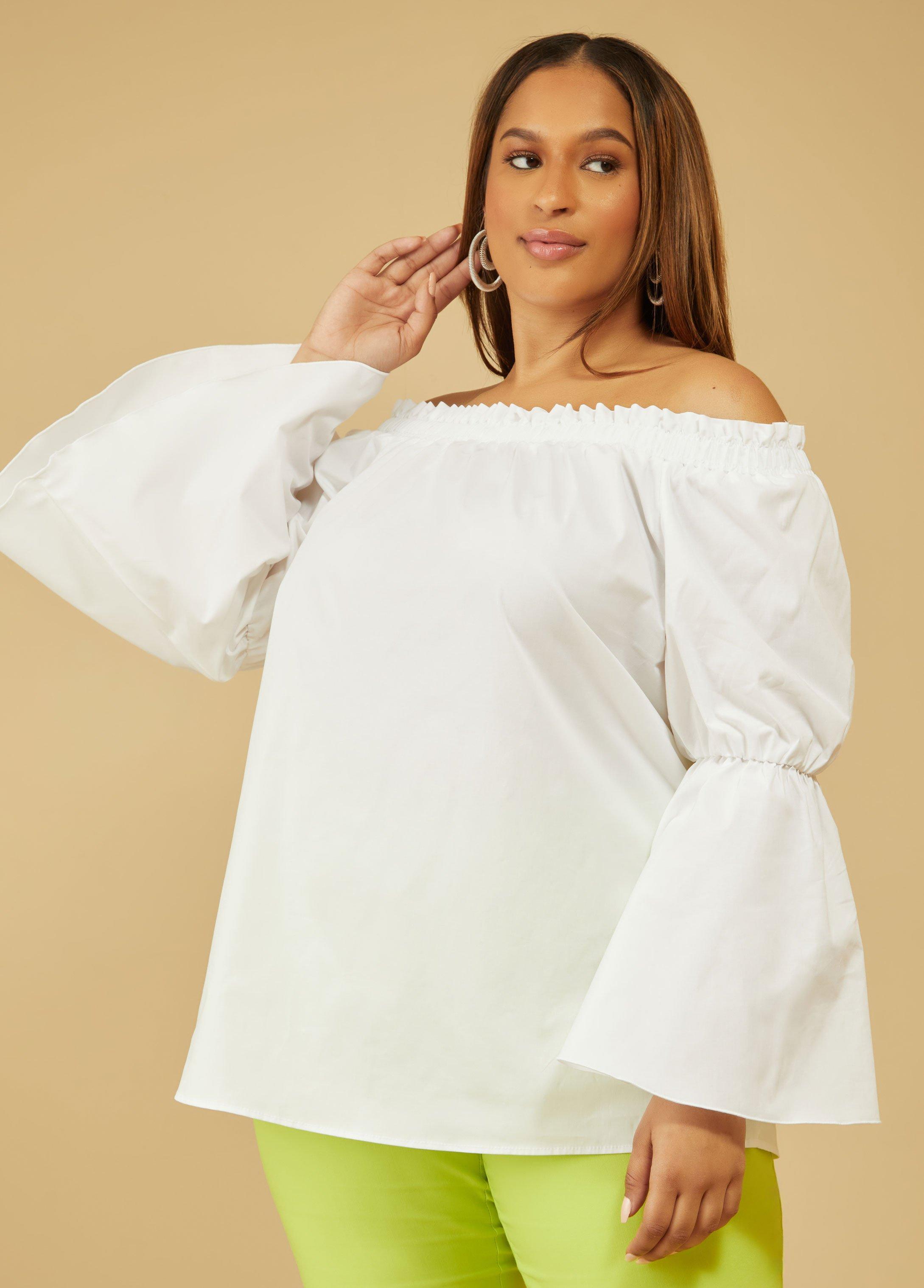 Plus Size Off The Shoulder Cotton Blend Top Ashley Stewart Product Image