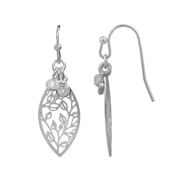 LC Lauren Conrad Beaded Filigree Drop Earrings, Womens, Silver Product Image