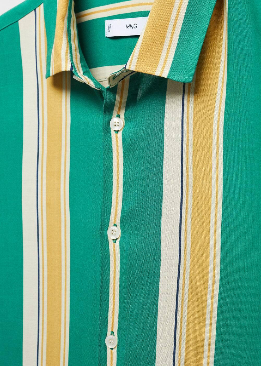 MANGO MAN - Short sleeve striped shirt greenMen Product Image