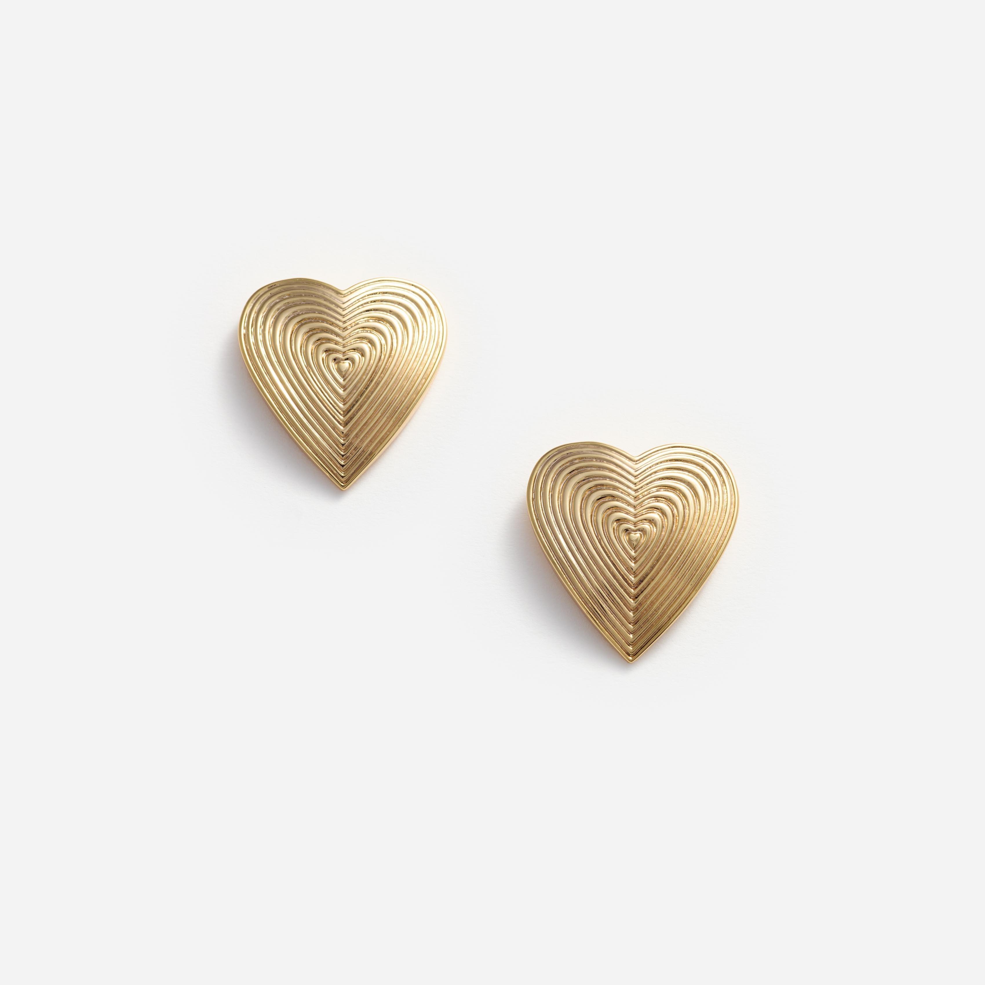 Gold Heart Ridged Earrings product image