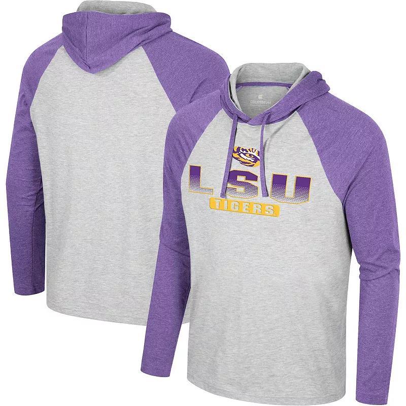 Mens Colosseum Heather Gray LSU Tigers Hasta La Vista Raglan Hoodie Long Sleeve T-Shirt Product Image