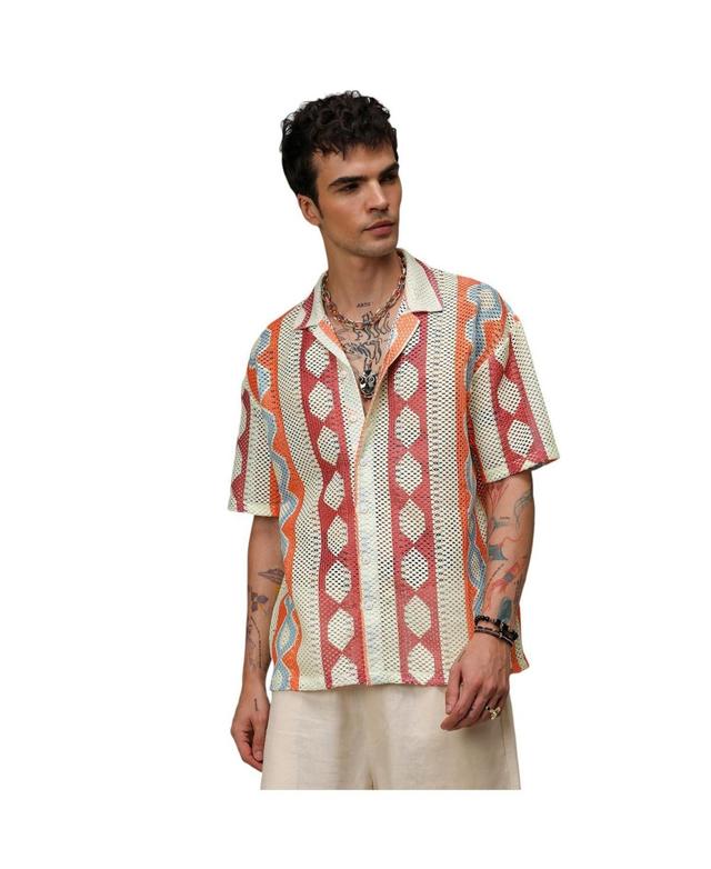 Campus Sutra Mens Geometric Block Oversized Shirt Product Image