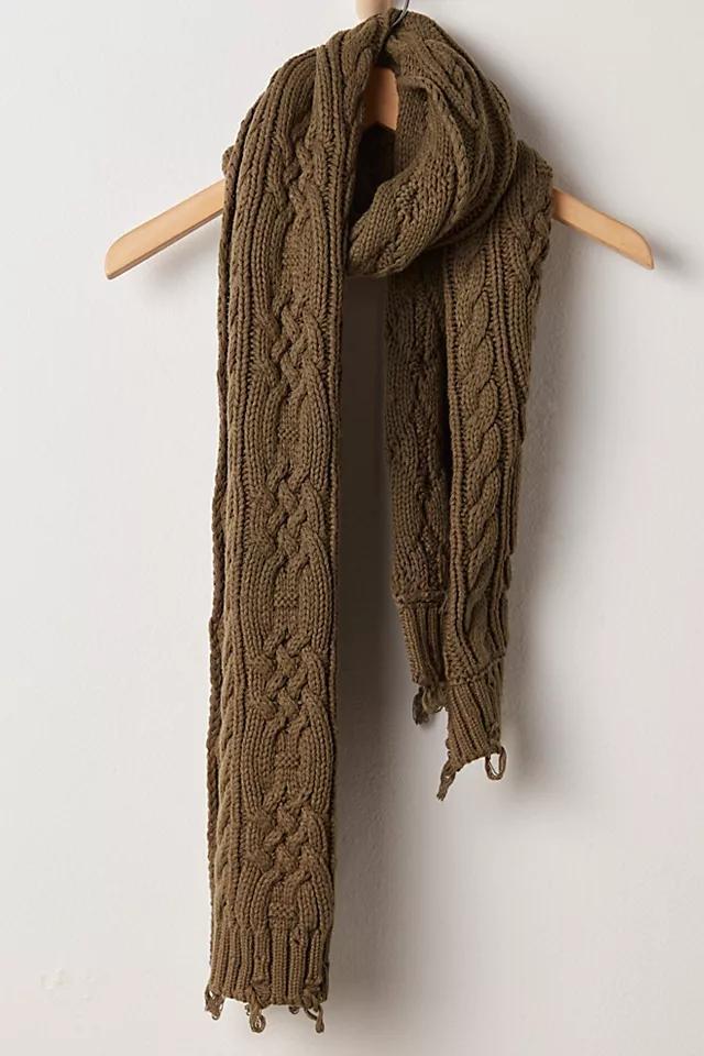 Found Distressed Cable Knit Scarf Product Image