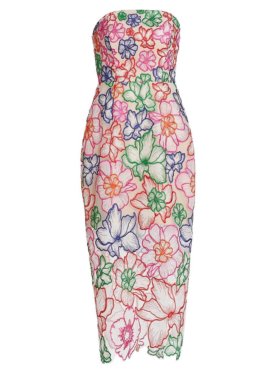 Womens Cascading Floral Embroidered Dress Product Image