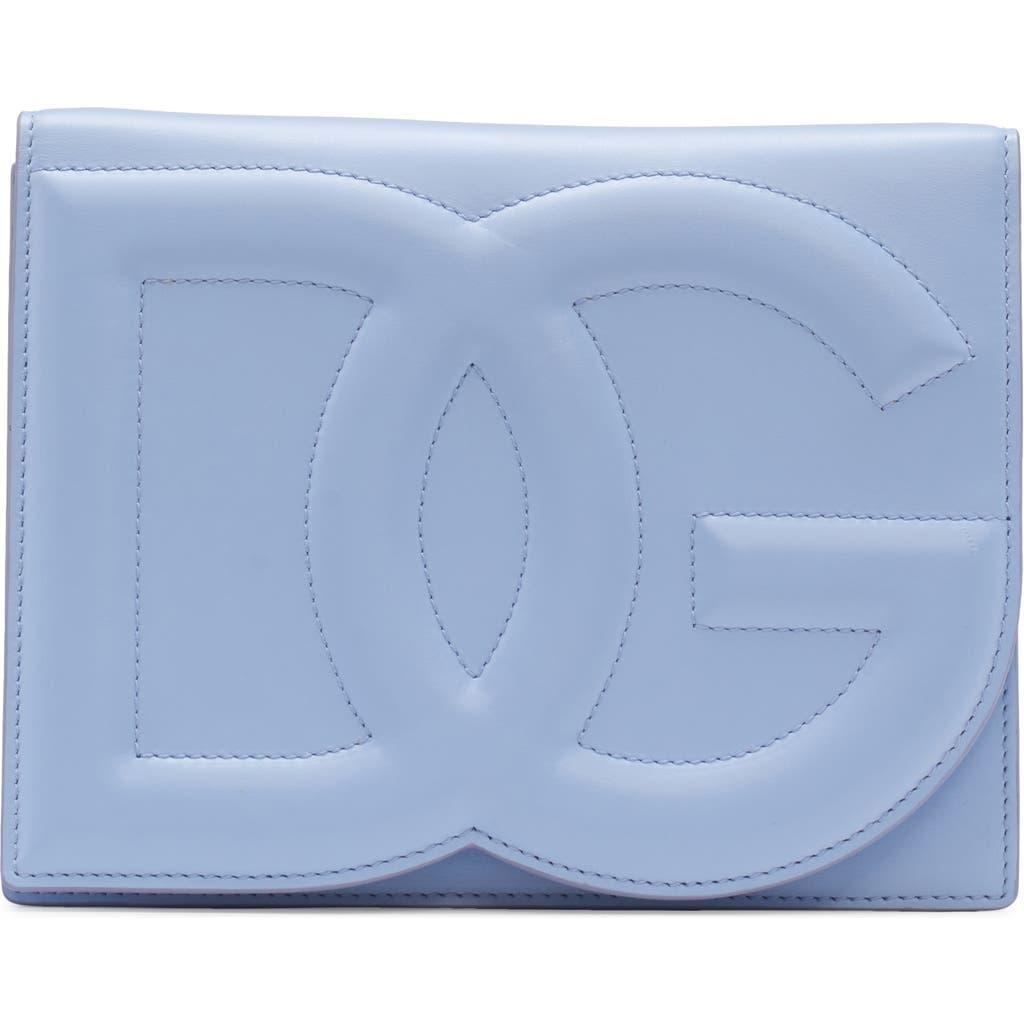 Dolce&gabbana Dg Logo Flap Leather Crossbody Bag In Light Blue Product Image