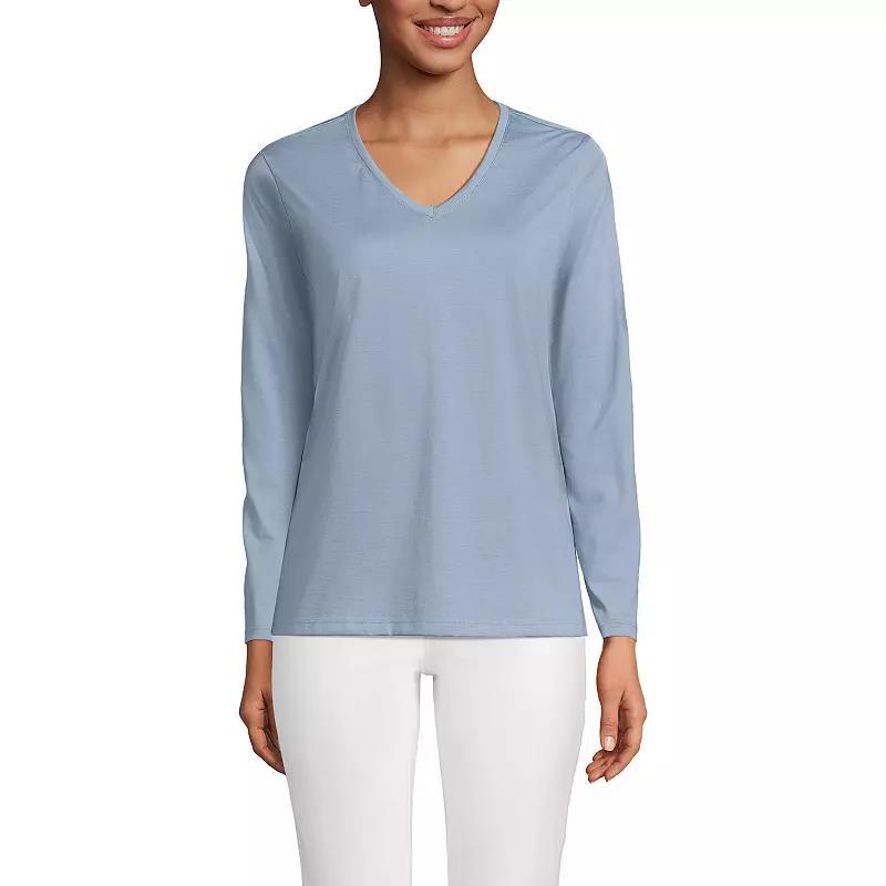 Womens Lands End Relaxed-Fit Supima Cotton V-Neck Tee Product Image