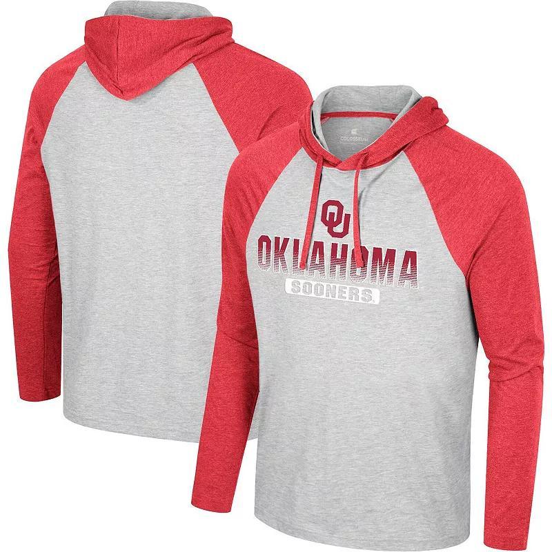 Mens Colosseum Heather Oklahoma Sooners Hasta La Vista Raglan Hoodie Long Sleeve T-Shirt Product Image