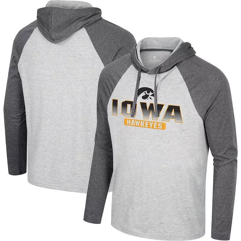 Mens Colosseum Heather Grey Iowa Hawkeyes Hasta La Vista Raglan Hoodie Long Sleeve T-shirt Product Image