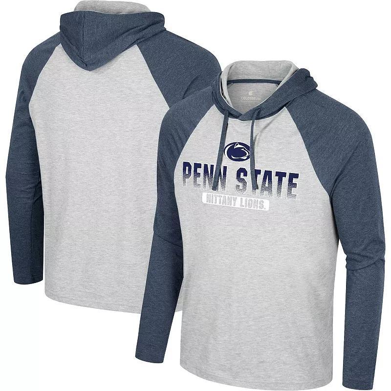 Mens Colosseum Heather Gray Penn State Nittany Lions Hasta La Vista Raglan Hoodie Long Sleeve T-shirt Product Image