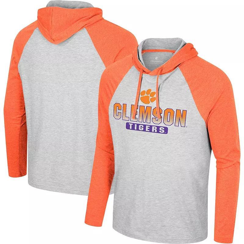 Mens Colosseum Heather Clemson Tigers Hasta La Vista Raglan Hoodie Long Sleeve T-Shirt Product Image