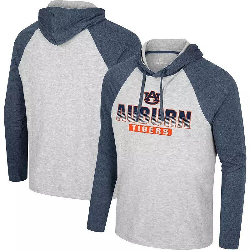 Mens Colosseum Heather Auburn Tigers Hasta La Vista Raglan Hoodie Long Sleeve T-Shirt Product Image