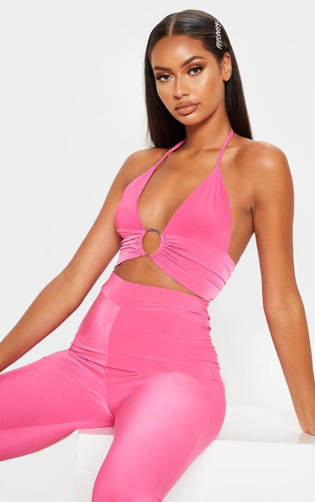 Hot Pink Plunge Ring Detail Bralet Product Image