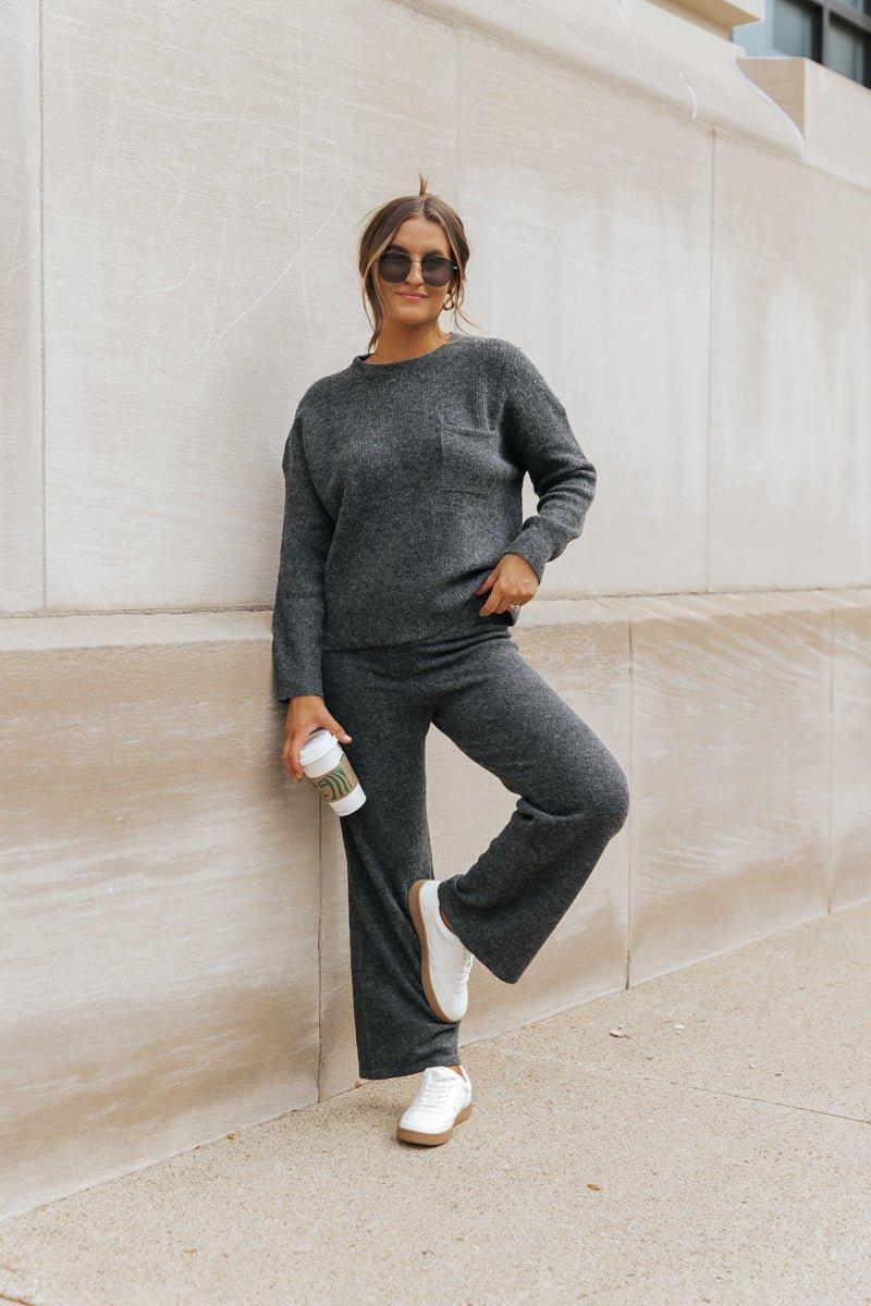 Comfy Lounge Sweater Pants - Charcoal Product Image